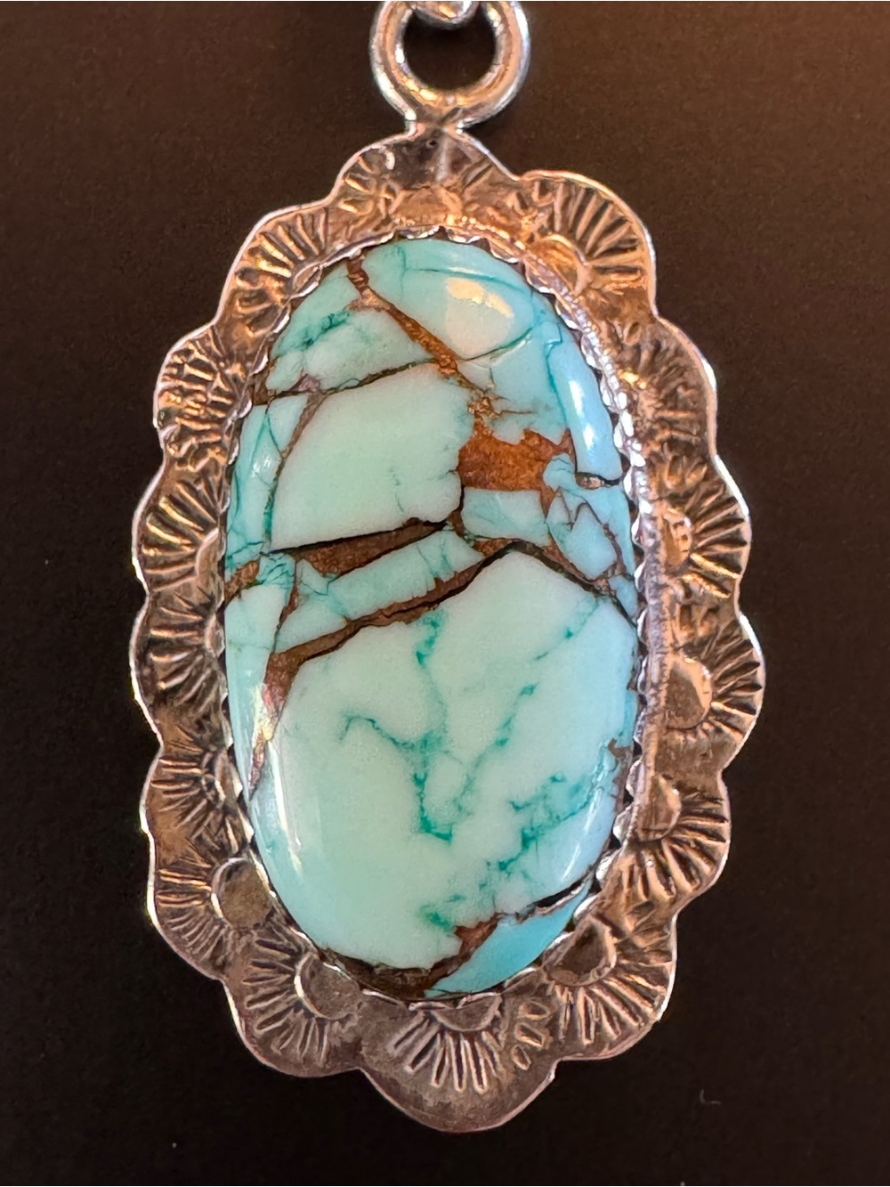 Sterling Silver Turquoise Pendant Necklace on an 18” Italian FAS Box Chain - Picture 6 of 6